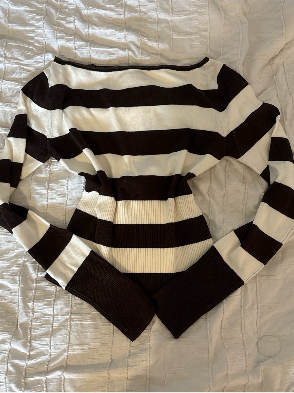 Garage Brown & White Striped sweater